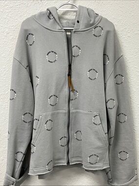 Honor the Gift Light Gray Zip-Up Hoodie  with Printed Circles #1294